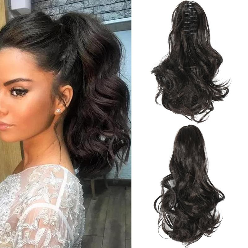 Claw Clip In Ponytail Extension Synthetic Hairpiece Curly Wavy Hair Extension 15 Inch Long Ponytail Hairpieces For Women Girl