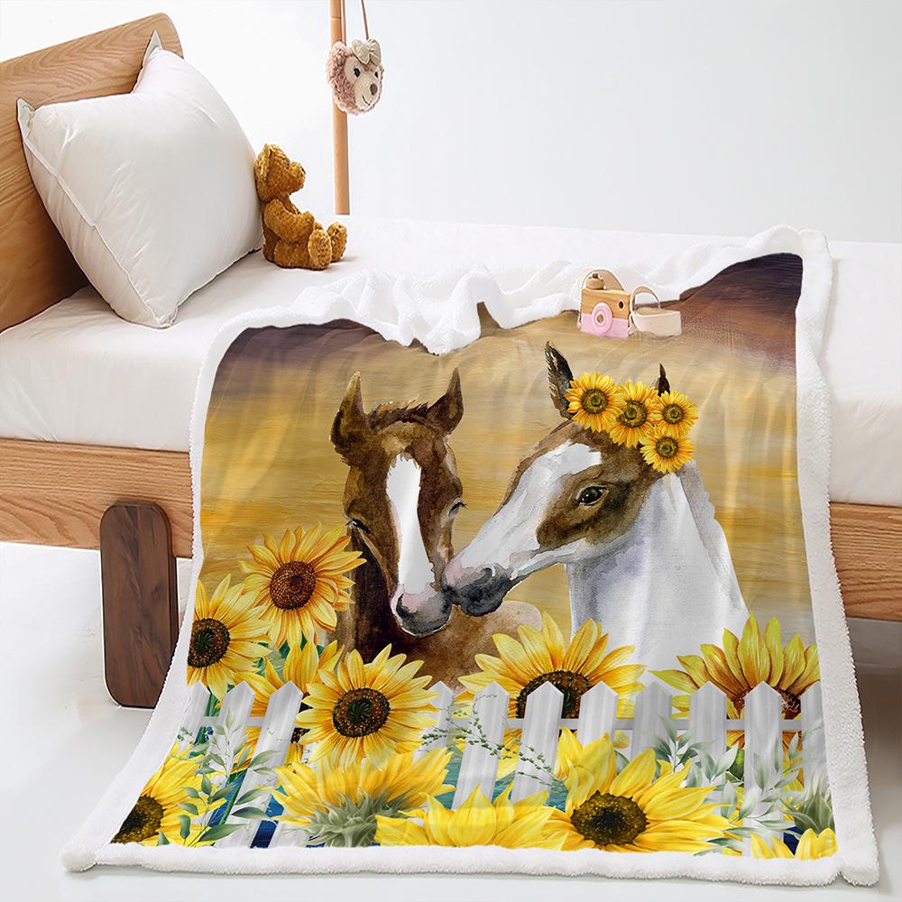 Blanket Sunflower Animal Blanket Lamb Fleece Crystal Fleece Blanket Universal