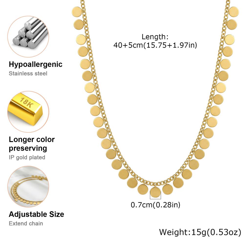 Waterproof Stainless Steel Necklace Gold Layered Geometric Choker Hypoallergenic Women's Fashion Jewelry