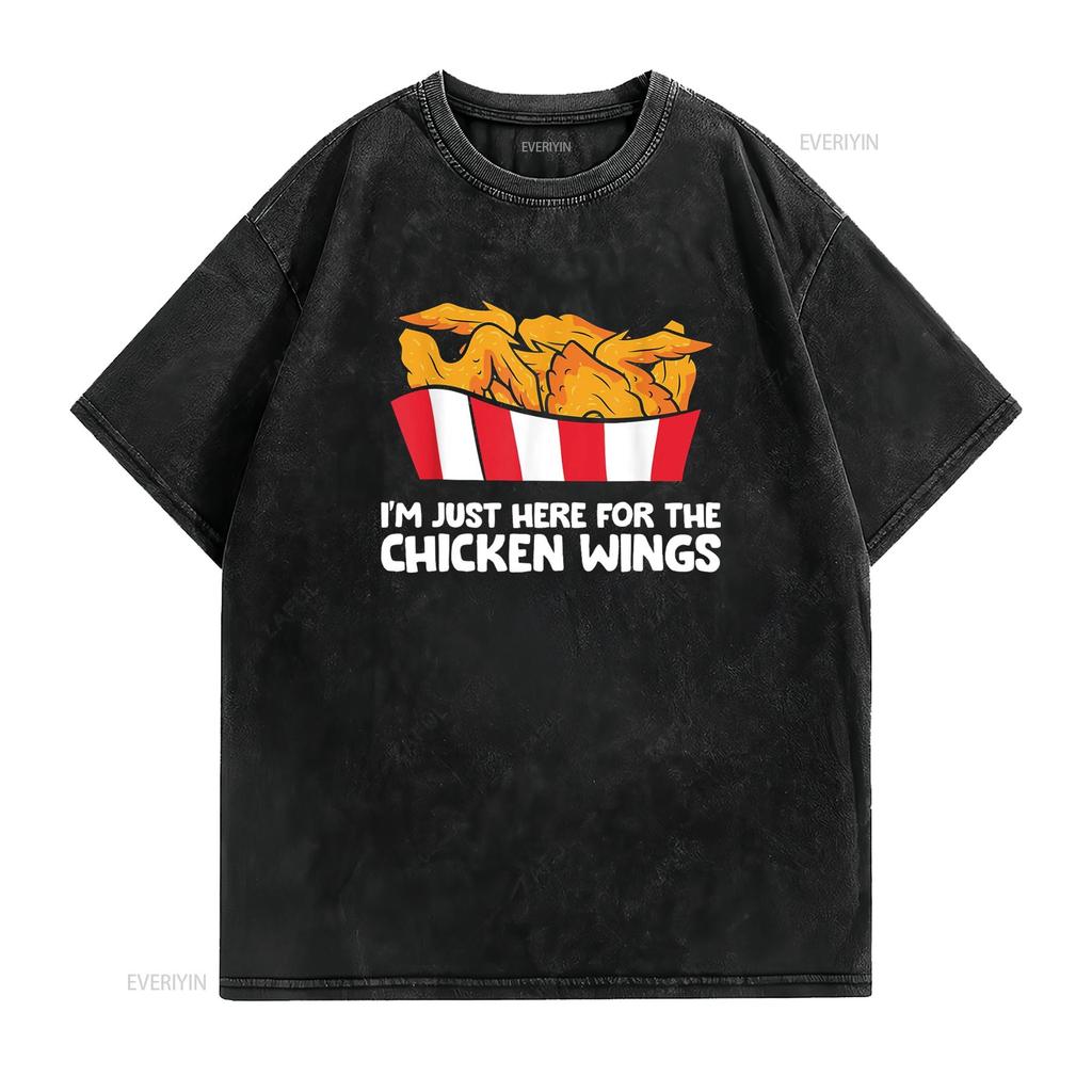 Chicken Wing Lover I m Just Here For The Wings T Shirt Black vintage Washed fashion Soft Slightly Stretched Breathable homme