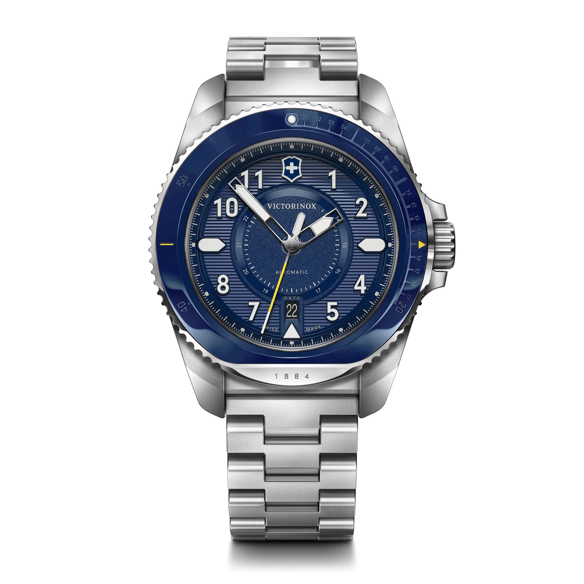 

VICTORINOX JOURNEY 1884 Watch Automatic Stainless Steel Case Blue Dial Stainless Steel Bracelet Waterproof Gift Analog 242010 Men s (316L) []