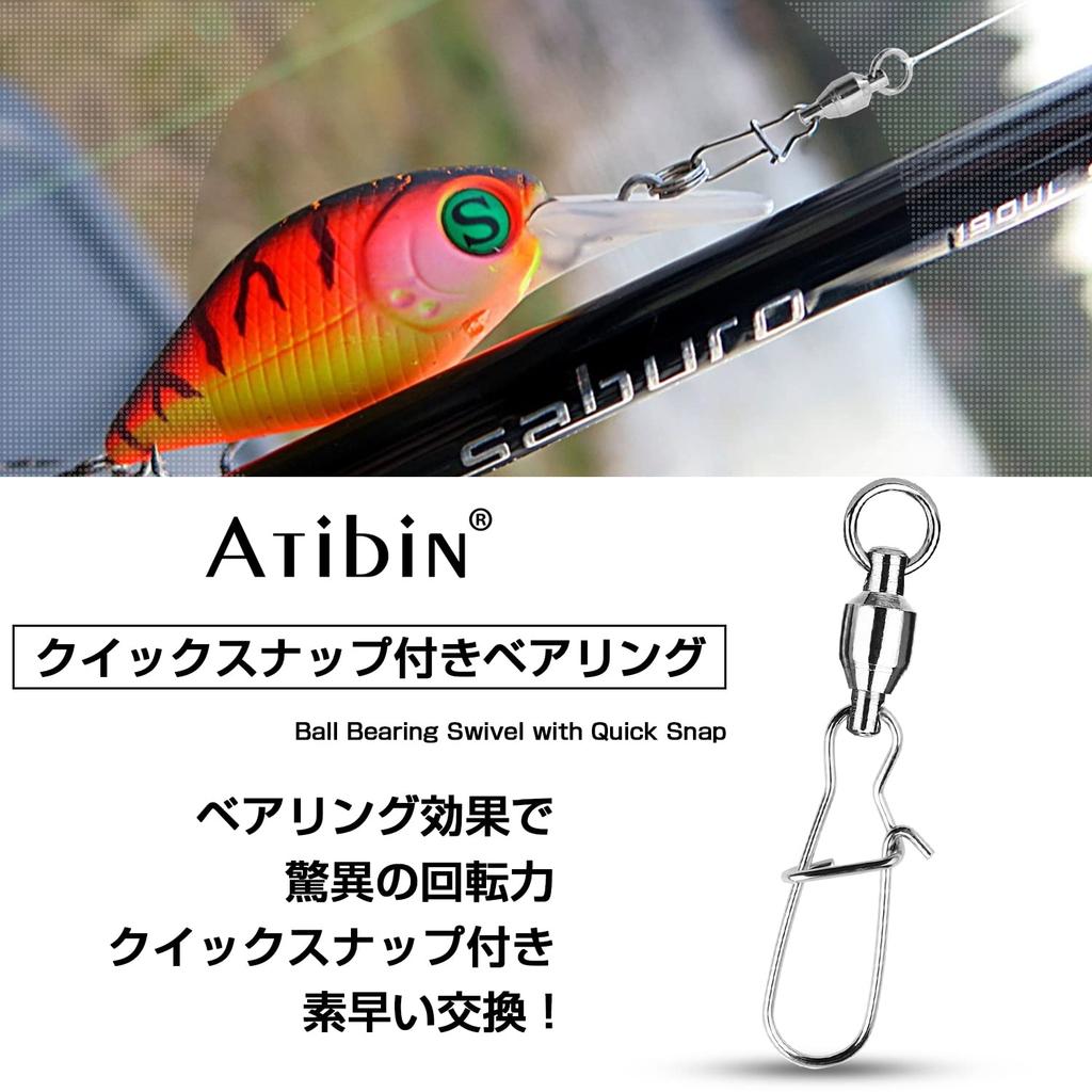 Atibin Bearing Strong Lure Swivel for and Quick Snaps for 25 Pieces Swivels, Snaps, Swivels, Fishing, Jigging, Bluefish, 25kg,