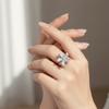 Zircon Rotatable Ring Adjustable Crystal Flower Ring Temperament Flower Opening Ring  Daily Wear