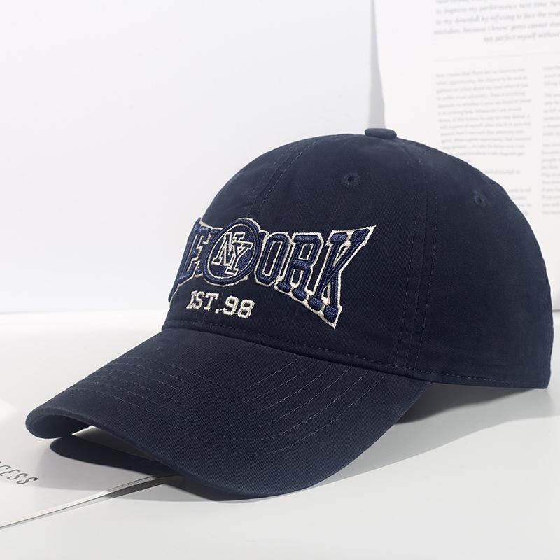 Fashion Hat Women's New Soft Top Stick Baseball Cap Korean Version Letter Embroidery Washed Cap