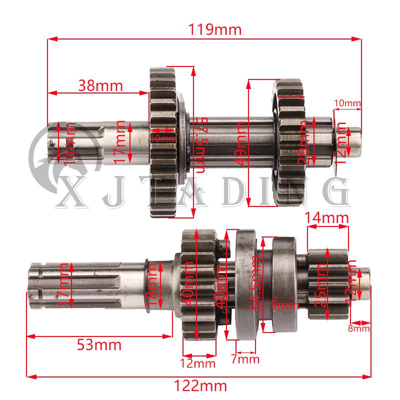 1+1 Reverse Gears Main Countershaft Transmission Gear Box Counter Shaft Fit For ATV Pit Dirt Bike Motorcross Horizontal Engine