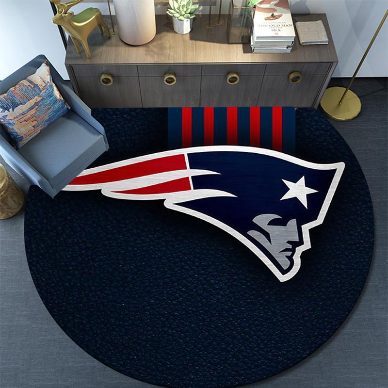 New England Patriots2 Round Area Rug,Carpet Rug for Living Room Bedroom Sofa Playroom Decor,Non-slip Floor Mat