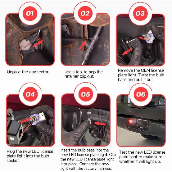 Ram Led License Plate Light Assembly OEM Replacement For 2003-2018 D0Dge Ram 1500 2500 3500 White Red OLED Rear License Number Plate Tag Tail Lamp