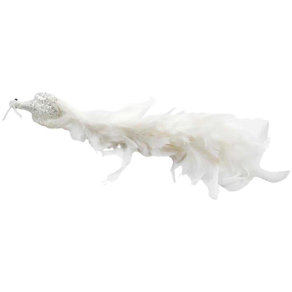 White Peacock Accent Piece for Christmas Tree Decoration Stunning Feather Details Perfect for Festive Atmosphere