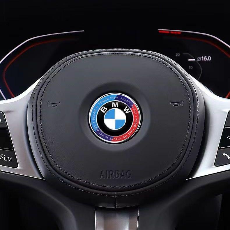 BBJX7 1Pcs 45mm 47mm Car Steering Wheel Decoration Badge Sticker Logo Accessories For BMW E46 E90 E60 F30 F10 E39 E36 E87 F20 E90 E70