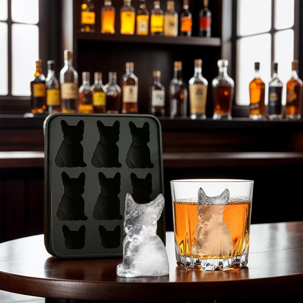 French Bulldog Ice Mold 3D Silicone Dog Ice Tray Fun Animal Shape Popsicle Mold for Whiskey Party Drinks French Bulldog Ice Mold