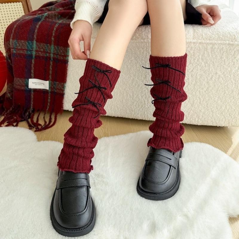 Womens Cotton Sock Sleeves For Autumn Winter Lolita Lace Ruffle Leg Warmers In Ankola Red New Year Christmas Ballet Style Calf Socks