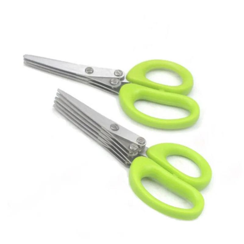 3 / 5vrstvé multifunkční nerezové nůžky na jarní cibulku, nástroj na sekání zeleniny a salátu, kuchyňské nůžky, doplňky