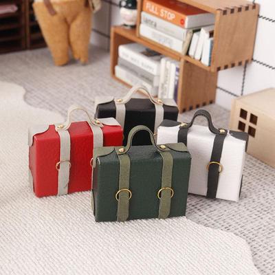 1Pcs 1:12 Dollhouse Miniature Wood Briefcase Suitcase Model Decor Toy Doll House Accessories