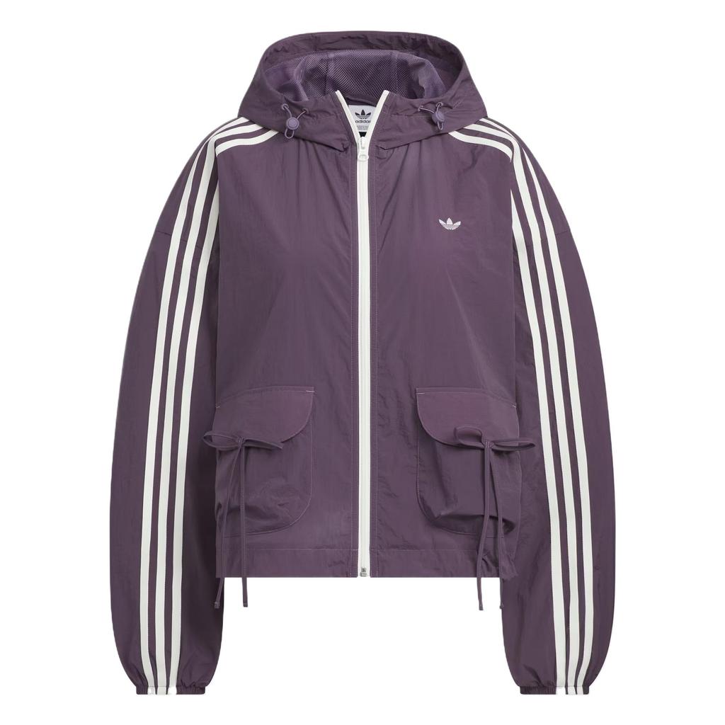 Adidas Originals Windbreaker Hooded Fashion Simple Versatile Jacket Women Jacket Dark-Violet KB8965