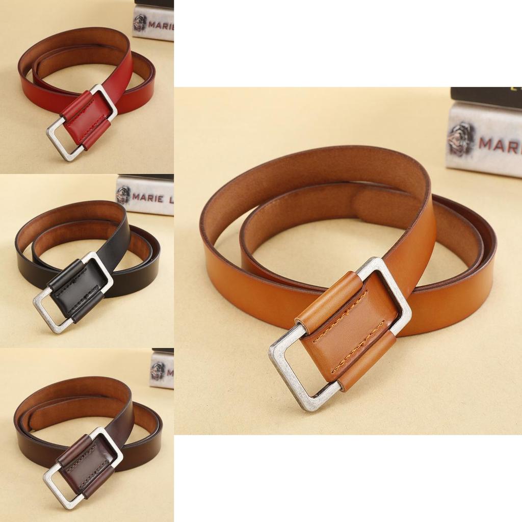 Vintage Leather Belt For Women With Alloy Buckle And Casual Style For Denim Pants Wear