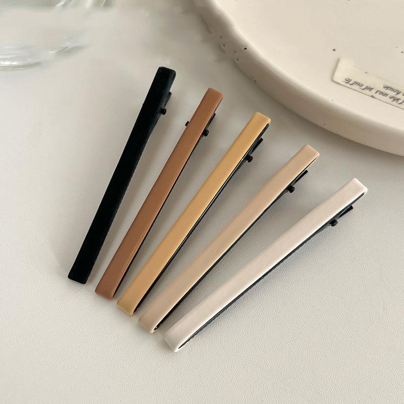2pc Fashion Advanced Solid PU Hairpin Khaki Style Hair Side Clips for Girls Women Ladies Hair Accessories