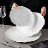 Pure White Flower Shape Ceramic Shallow Plate Steak Salad Plate Dessert Dish Sashimi Plate Molecular Cuisine Creative Tableware