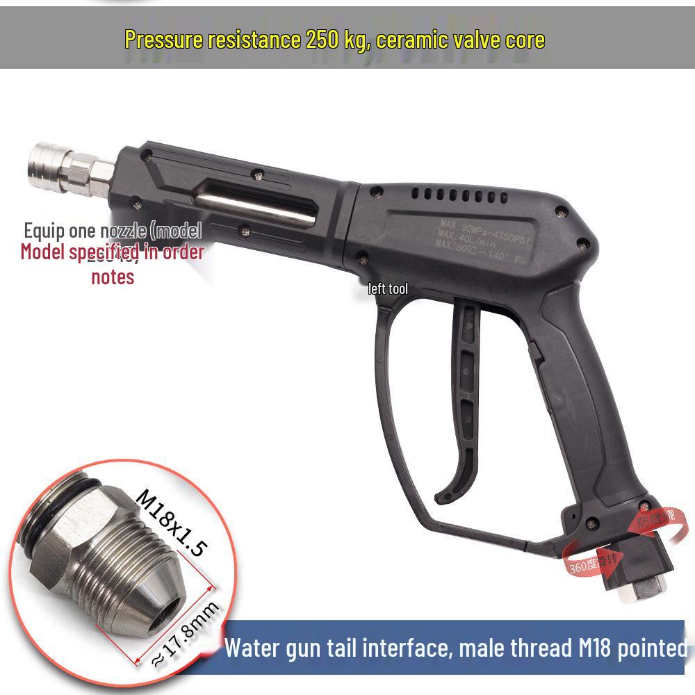 250kg Car Wash Machine: High-Pressure Water Gun Head with Anti-Tangle Ceramic Core, M14/M18/M22 280360.