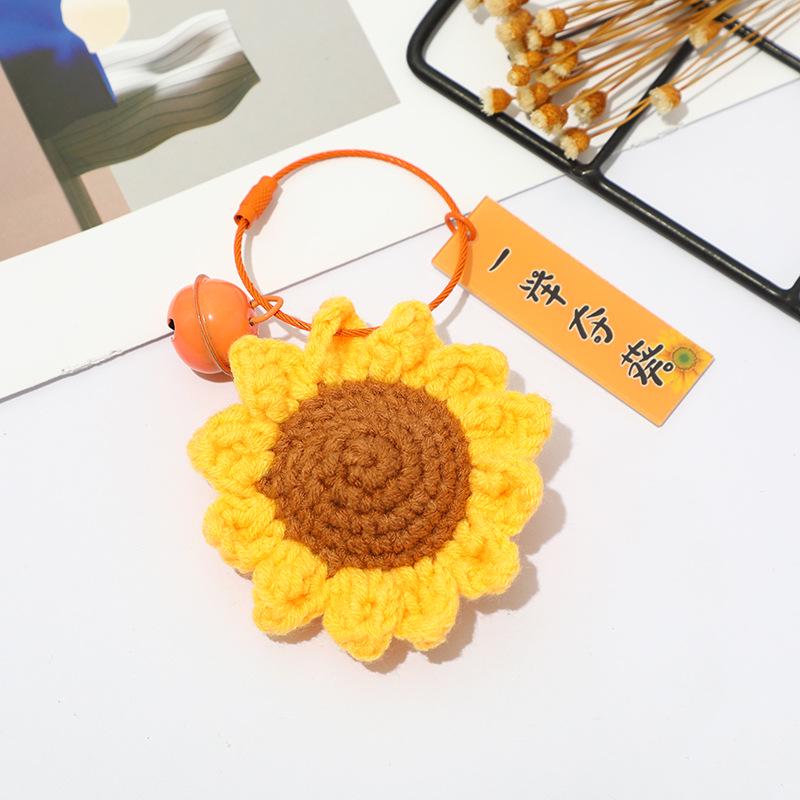 Crocheted Sunflower Champion Keychain - Car Pendant, Classmate Gift, Bag Accessory, Custom Souvenir
