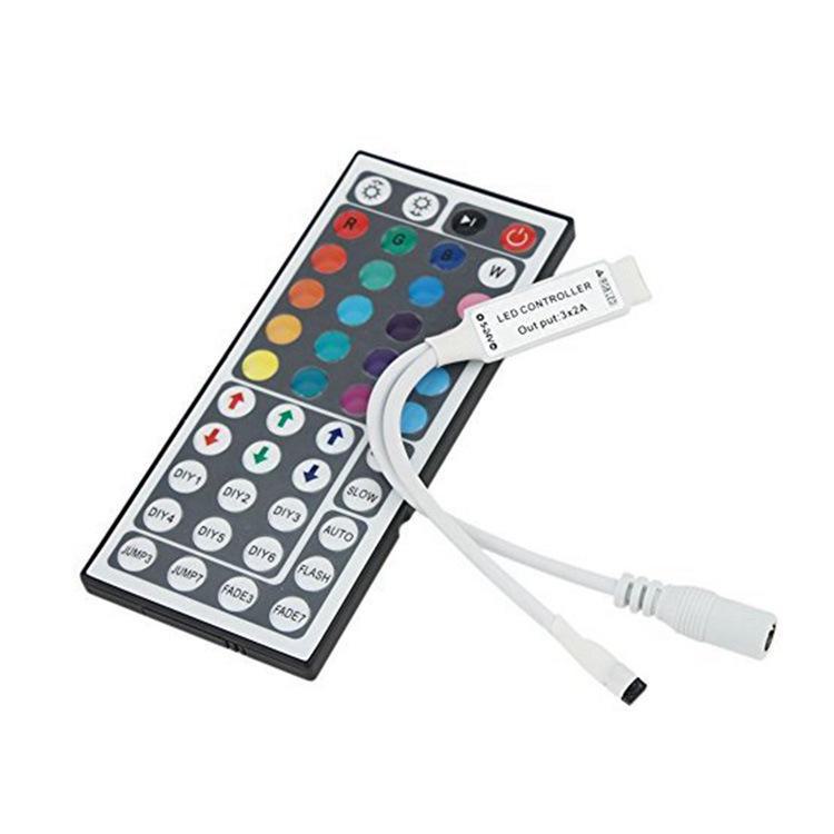 Mini RGB LED Light Strip Controller, 24/44 Key Infrared Remote, 12V Dimmer.