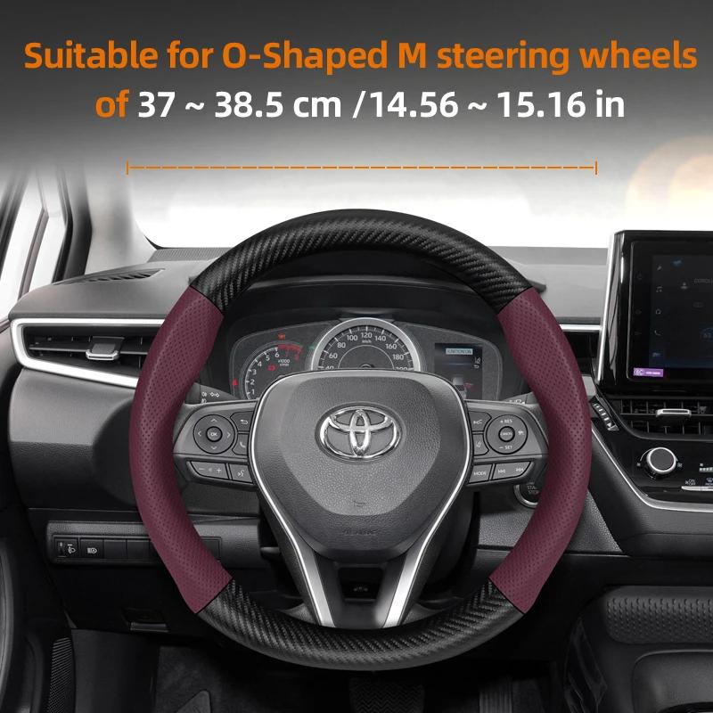 Nlzh6 For Toyota Carbon Fiber Texture Perforated Leather Steering Wheel Cover Chr Yaris Auris Corolla Rav4 Land Cruiser Prado Hilux