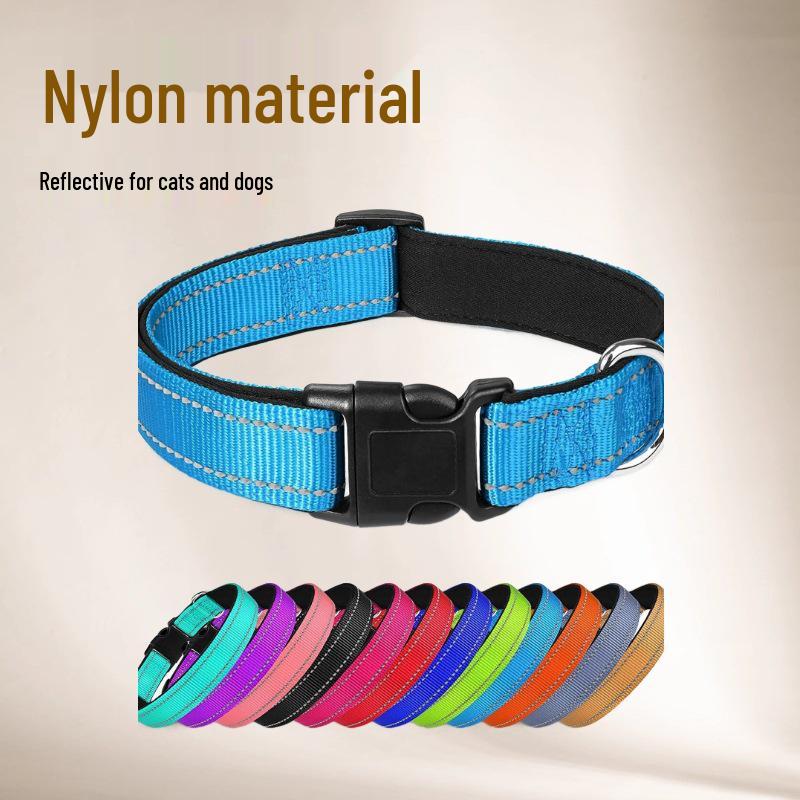 Reflective Nylon Dog Collar & Leash - Durable, Diving Fabric, Pet-Friendly Design