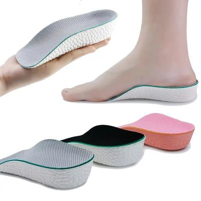Palmilhas unissex respiráveis de aumento de altura, meia palmilha, almofada de elevação de calcanhar para calçados esportivos, palmilhas confortáveis de aumento de 1,5 a 3,5 cm