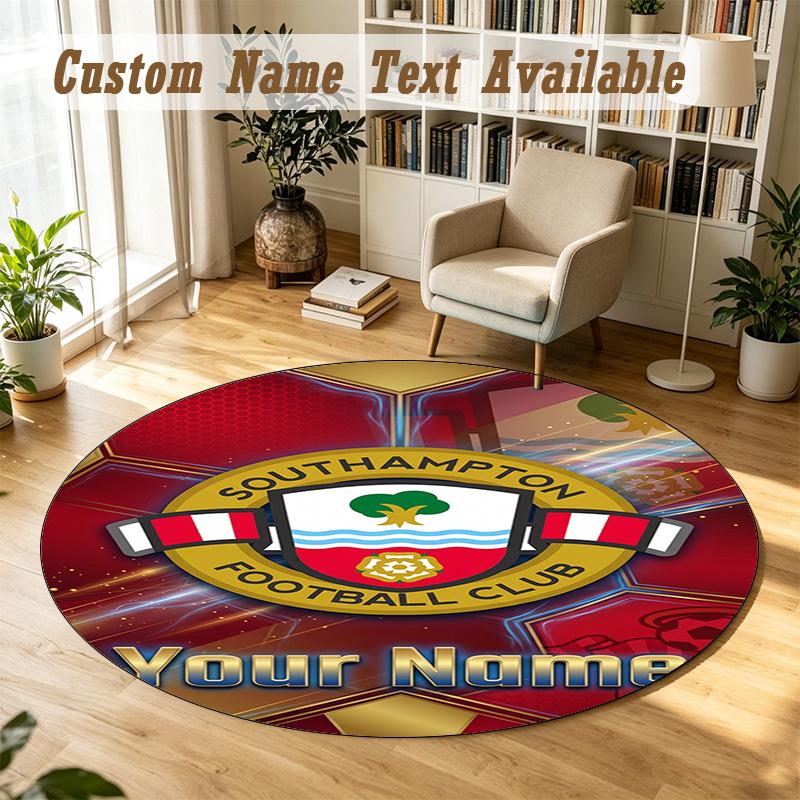 Round Rug Custom NameSouthampton FC Pattern Non Slip Carpet Home Floor Decor
