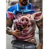 Full Print Men's Funny Pig Graphic T-Shirt Clothes Summer Short Sleeve Round Neck Casual T Shirts Top Men Novelty Animal Tshirts