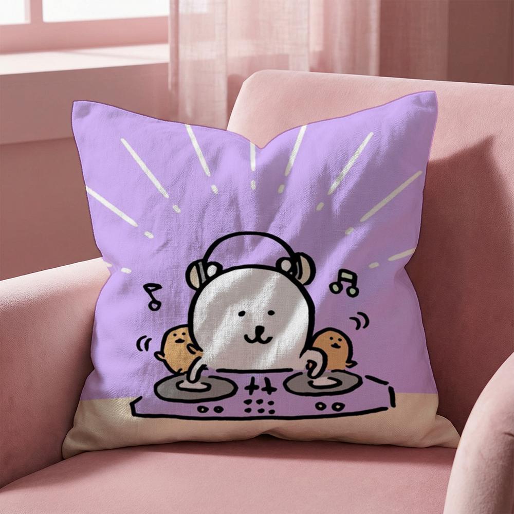 Cute J-Jokes Bear Cushion Cover Multi-Scene Pillow Cover for Home & Car - Reversible, Soft & Durable for Daily Use
