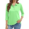 Women's Fashion Casual Lapel Short 3/4 Sleeve Color Shirt Women's Button Up Tops