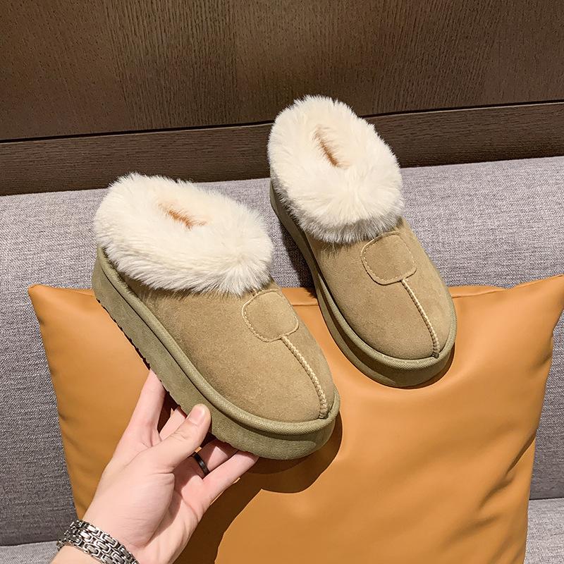 Women's Large Size Soft Sole Cold Resistant Winter Warm Anti-slip Fur One Snow Boots Padded Lined Ankle Boots Anti-slip Sports Cotton Boots
