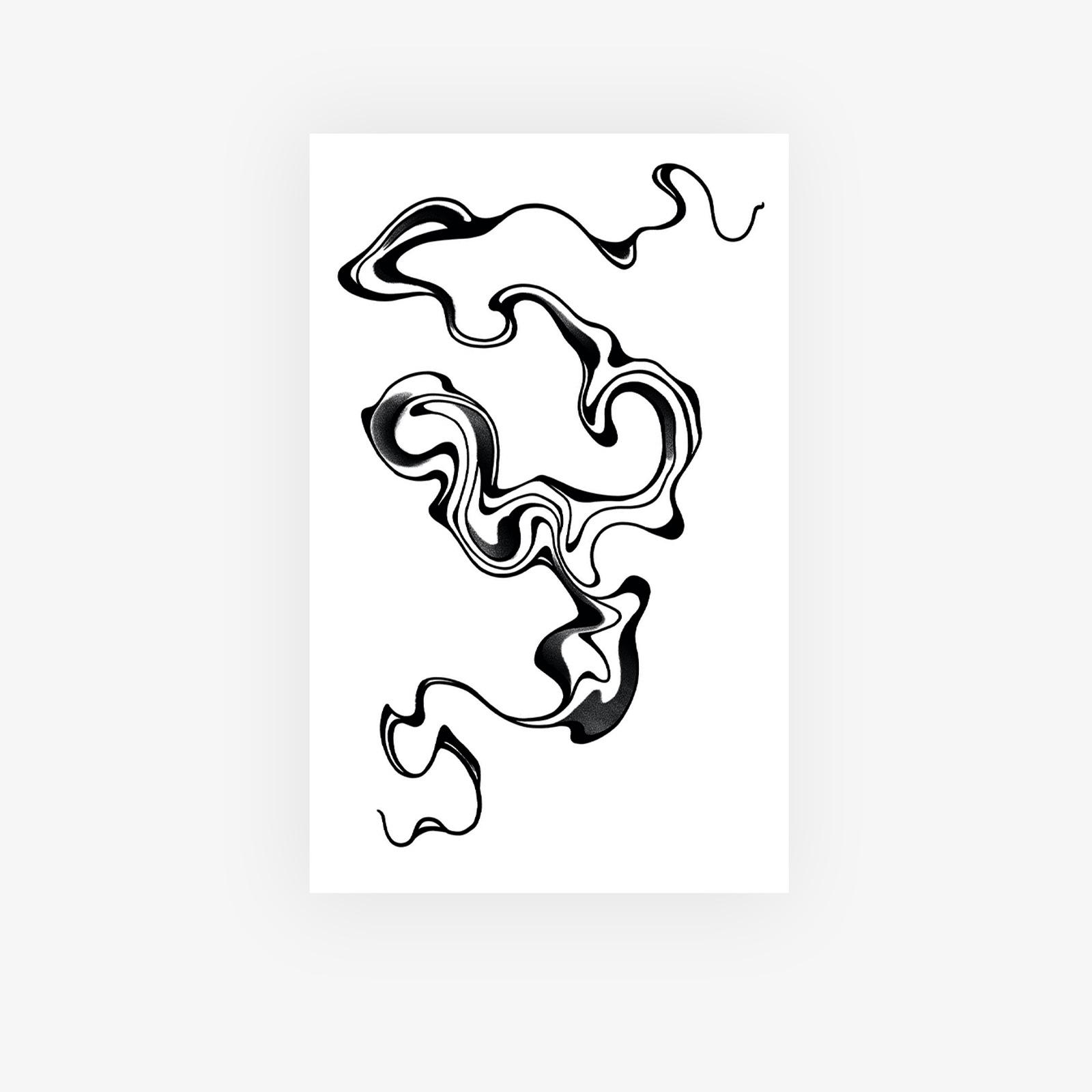 Herbal Juice Semi-Permanent Personality Simple Ribbon Streamer Long-Lasting Waterproof Tattoo Sticker 12*19