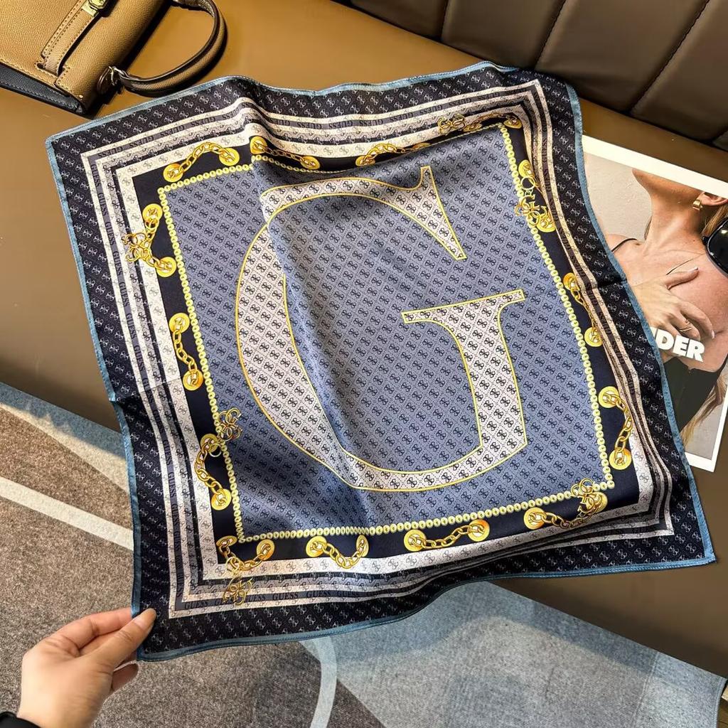 53cm Floral Printed Silk Square Scarf Women's Fashionable and Versatile Printed Scarves High-end Decorative Scarf Shawl Kerchief