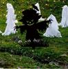 Halloween Horror Black Metal Scarecrow Ground Stake: Thrilling Outdoor Decoration