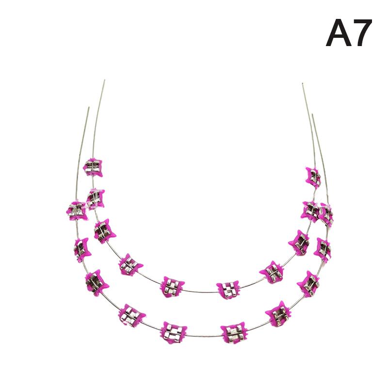 2Pcs Cartoon Cat Dental Metal Braces Archwire Without Hooks Metal Bracket And Ligature Ties Colorful Temporary Tooth Decoration