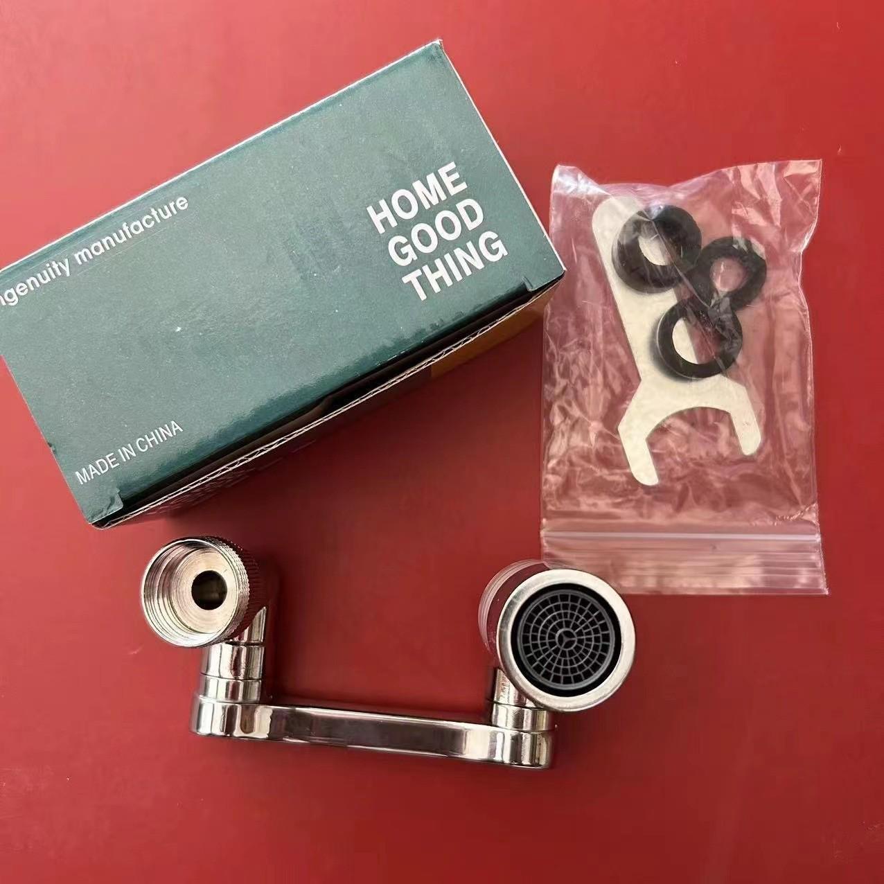 Universal 1080° Rotating Splash-Proof Kitchen Faucet Aerator with Mechanical Extension Arm