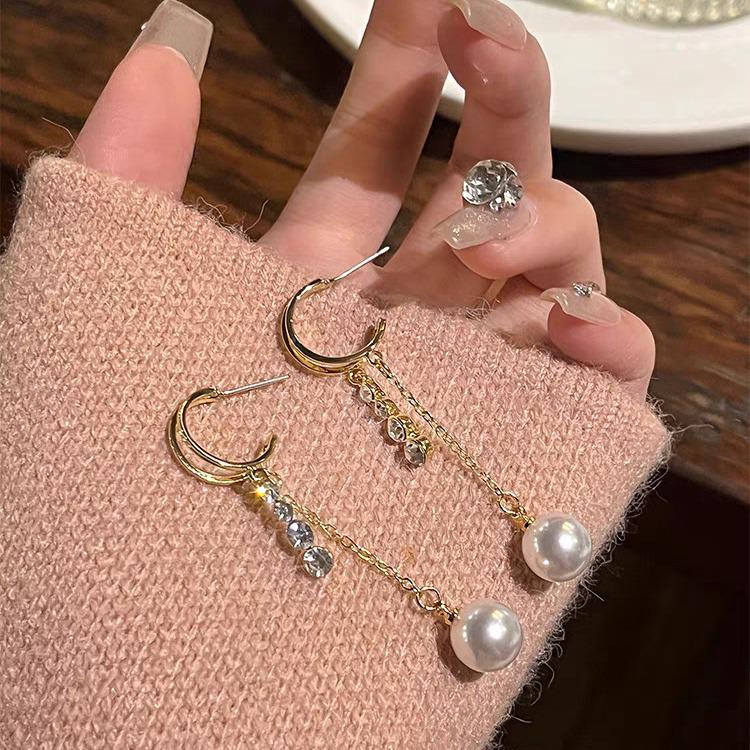 Elegant Long Tassel Pearl Earrings with 925 Sterling Silver for Women