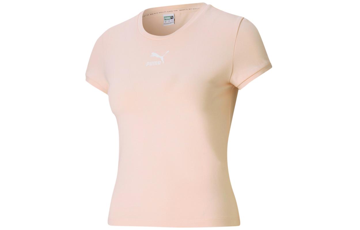 PUMA Set in Sleeve T Shirt Women s Light Pink 532562-27 L