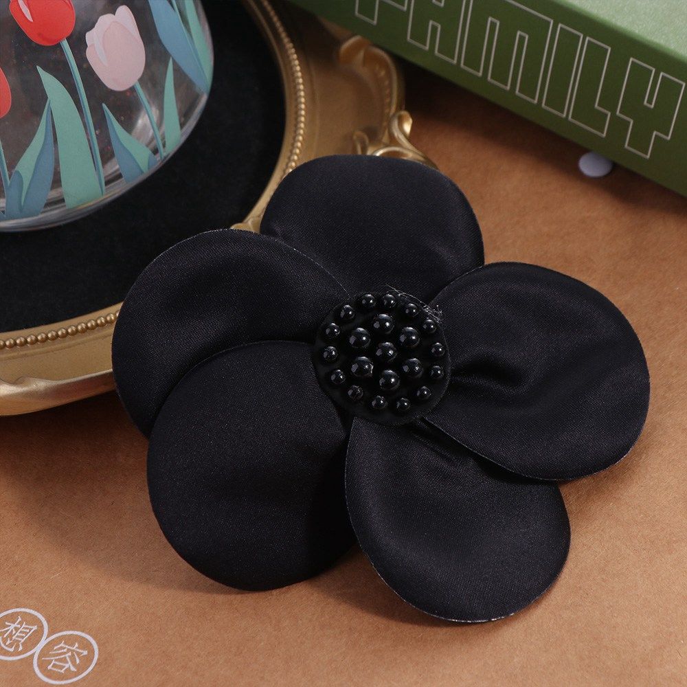 2PCS Satin Fabric Flower Appliques 3D Dress Decoration Clothing Patches Five-petaled Flowers Handmade Clothing Applique