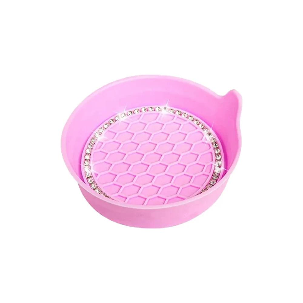New Non-slip Water Cup Pad Car Coaster Diamond Rhinestone Bling Decoration Anti-skid Rubber Cup Bottle Mat Accessories