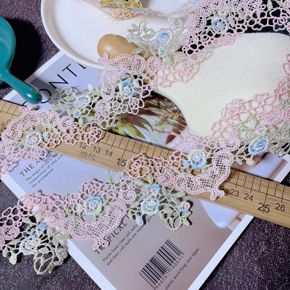 

1 ярд розовая кружевная ткань с цветочной вышивкой, сделай сам, швейные материалы для одежды шириной 6,5 см синий