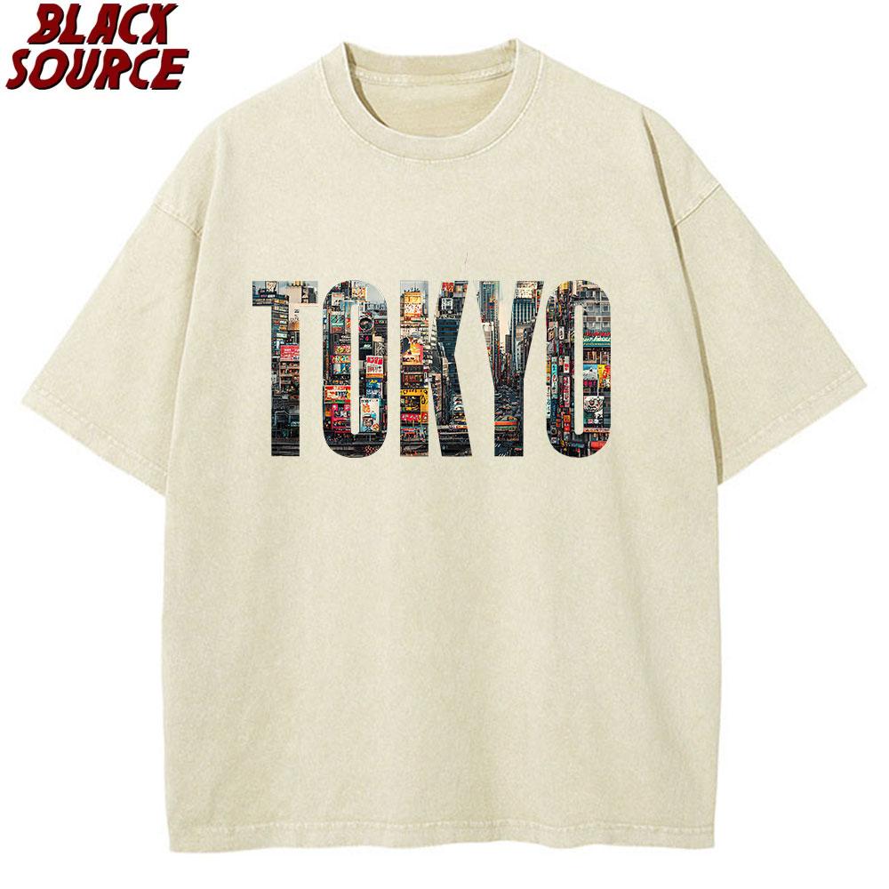 

T Ultra Soft Cotton TShirt With Round Neckline And Short Sleeves Tokyo Print S