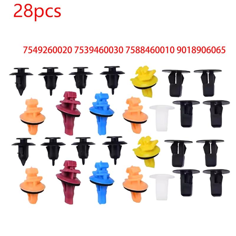 28PCS Weather Resistant Bumper Door Panel Trim Flare Clips for Prado 120 OE 7549260020 7539460030 Car Parts