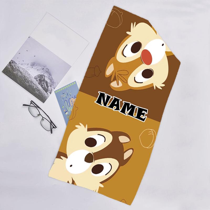 1pc Chip 'n' Dale1 Beach Towel with Custom Name, Beach/Swimming/Bath/Picnic/Camping Towel, Suitable for Seaside Beaches