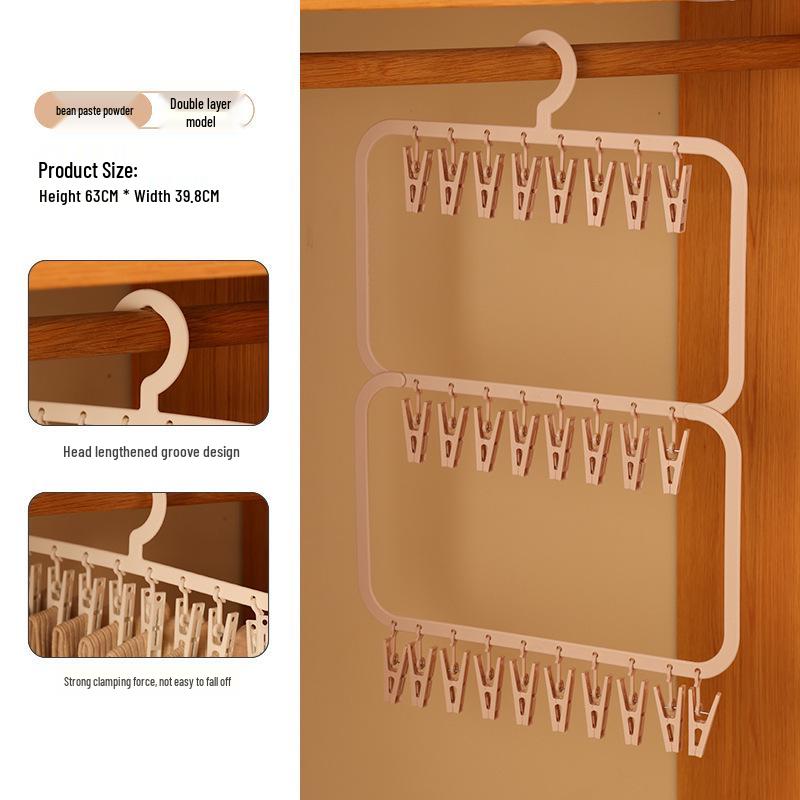 Multi-Functional Sock and Clothing Clip Hanger for Household Storage and Drying