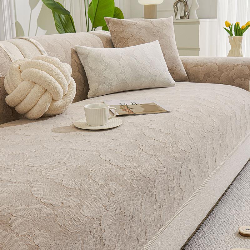 Cream Wind French Sofa Cushion, Universal In All Seasons, Non-Slip Seat Cushion, High-End Solid Color Sofa Cover, Cloth Towel