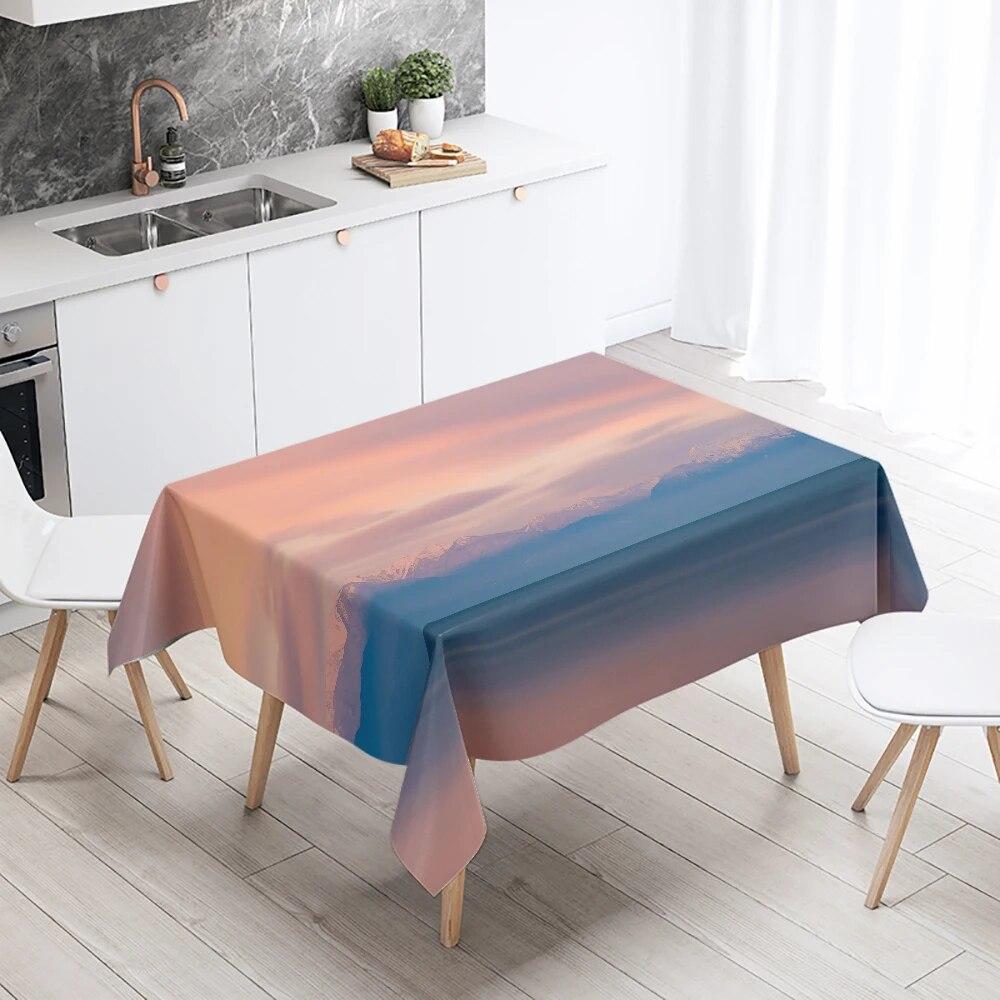 Beautiful Natural Scenery Printed Tablecloth Stain Resistant Waterproof Outdoor Camping  Kitchen Table Home Decor
