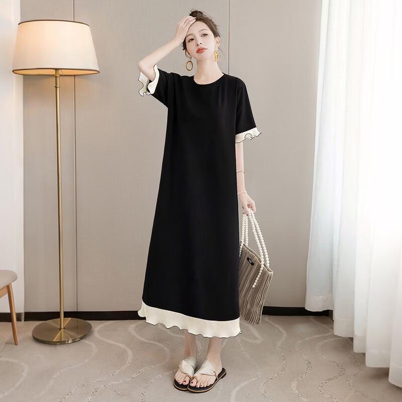 Women's Casual Round Neck Short Sleeve Midi Dress