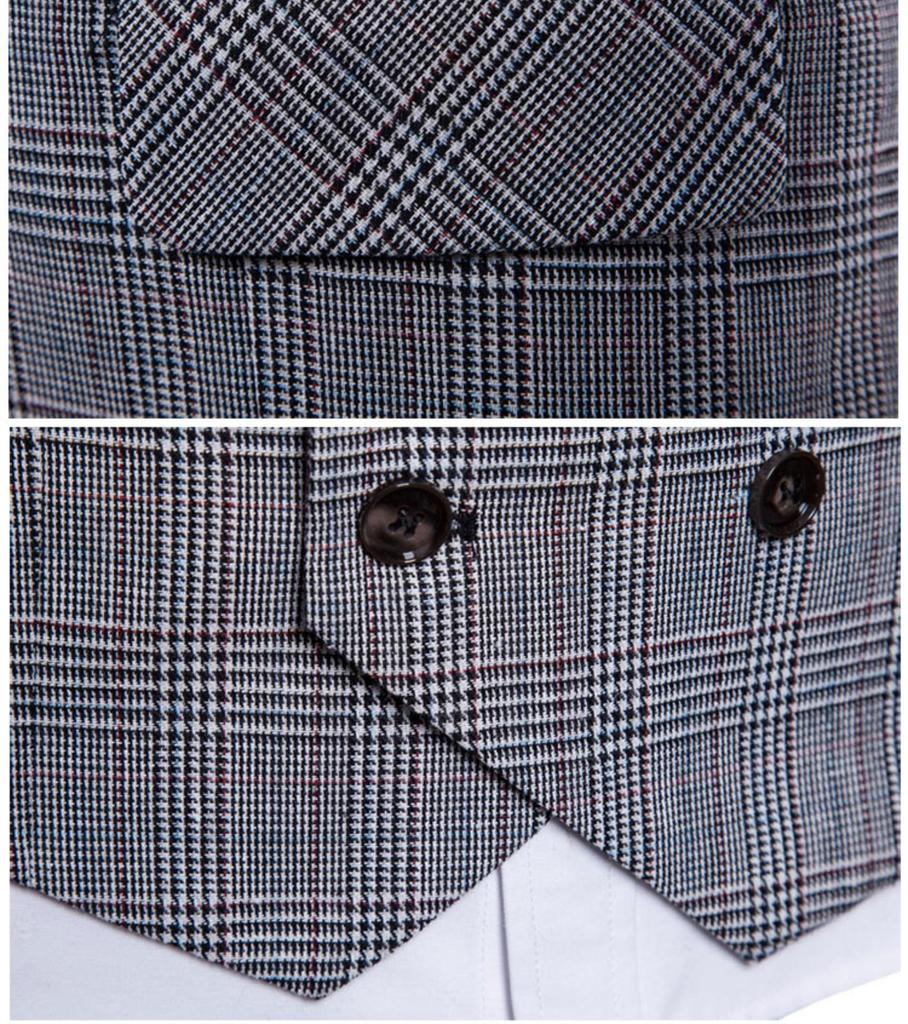 Pánská retro kostkovaná dvouřadá vesta, velká velikost - Business casual vesta na jaro a podzim